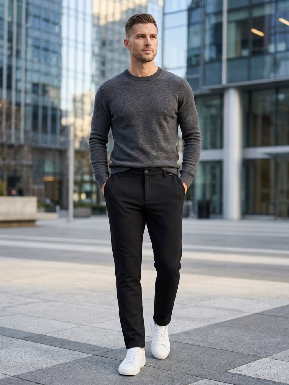 Kit and Ace Mens 34 Black Stretch Chino Trouser pants Commuter Technical Golf